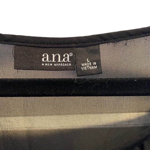 ANA A new approach women's size Large Black sheer blouse tie front 1/2 sleeve - Picture 3 of 5